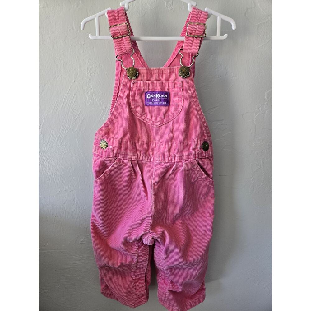 Vintage OshKosh B'gosh Vestbak Pink Corduroy Overall One-Piece 12M Adjustable